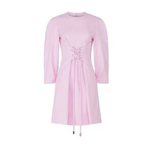 Tibi Dress Womens 00 Pink Chalky Drape Corset Mini Long Sleeve Crepe‎ Party